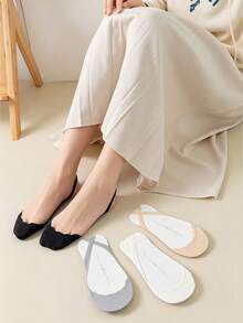 4 Pairs Summer Lace-Up Boat Socks, Lightweight Breathable, Low-Cut Hidden Heel, Invisible Socks, Spring/Summer - Multicolor - View 3