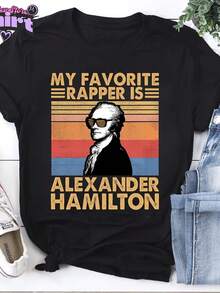 Unisex T-Shirt For Men And Women, "My Favorite Rapper Is Alexander Hamilton," Soft And Essential For Casual Streetwear In All Seasons. A Versatile Style For Every Season, Affordable Everyday Wear, And The Perfect Gift For Fans And Friends. With A Crisp, Streamlined Cut, This Garment Creates A Clean And Vibrant Look. Its Relaxed Yet Flattering Silhouette Suits All Body Types, Offering A Style That Is Both Casual And With A Touch Of Elegance. - 黑色 - 查看 6