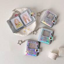 1pc Ins Style 2-Inch Holographic Colorful Keychain Photo Album, Idol Photo ID Card Holder, Mini Photo Sticker Album Pendant - Laser Photo Album - View 10