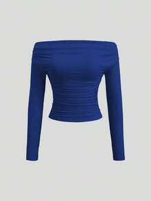 de 3 piezas Blusa corta de manga larga y hombros descubiertos para mujer, cómoda y amigable con la piel, ajuste ceñido - Multicolor 17 - Ver 5