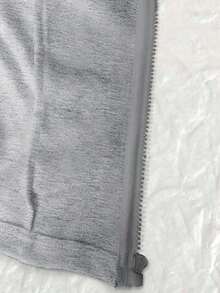 Chaqueta ligera con estampado floral de forro polar para mujer, estilo casual de calle con cremallera, ajuste delgado de manga larga, otoño - Gris Claro - Ver 7
