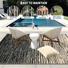 Waterproof Outdoor Rug, Reversible Plastic Straw Patio Rug With Non-Slip Backing, Modern Abstract Camping Carpet For RV, Backyard, Deck, Balcony & Patio, Foldable & UV Resistant - A - View 2