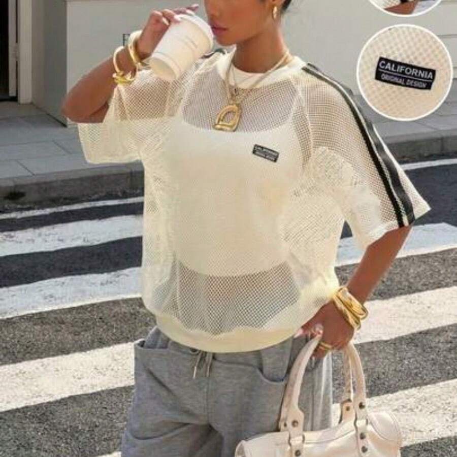Women's Casual Versatile Daily Wear T-Shirt,Pink Top Girly Outfits For Women Street Wear Outfits Women Latest Tops For Women New Arrivals Casual Summer Outfits For Woman Retro Outfit For Women Casual Outfit For Women Pink Mesh Top New T Shirt Blouses For Women Puff Top For Women Trending Outfit For 2025 Women Sheer Tops For Women Outfits Women Set Summer Street Wear Outfit For Women Busniess Casual Outfits For Women Outfit For Women Set Casual - Albaricoque - Ver 1