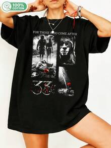 Expeditions 333 Clairr Obscurr For Those Who Enter After The Darkness Fantasy Rose Sword Grunge Graphic T-Shirt, Gothic Occult Casual Cotton T-Shirt For Gamer Fans. - 黑色 - 查看 6