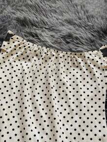 Vestido mini sin tirantes con estampado de lunares de color contrastante para mujer - Blanco - Ver 2