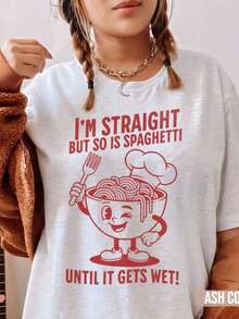 Funny Lesbian T-Shirt, Cheeky T-Shirt, Inappropriate T-Shirts For Women, Out-Of-Control T-Shirt, Offensive And Embarrassing T-Shirts, Funny Gen Z Meme Gift, Classic Heavyweight Cotton Short Sleeve T-Shirt, 100% Cotton, Graphic Print T-Shirt, Casual Short Sleeve Top For Women. - 白色 - 查看 7