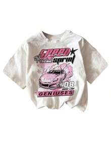 Cute Premium Unisex Casual T-Shirts, Women's Vintage Car Graphic T-Shirts By Artsadd, Plus Size Casual T-Shirts, Loose Fit Short Sleeve T-Shirts - 4 - 查看 1