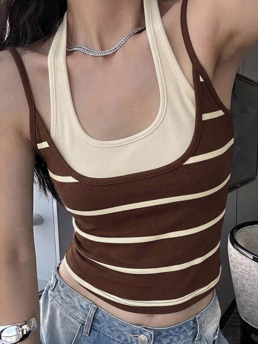 Top sin mangas de color contrastante, casual y de moda para el verano - Multicolor 3 - Ver 1