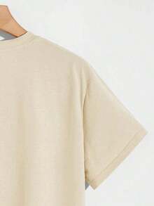 100% algodón puro, transpirable y agradable para la piel. Diseño clásico de cuello redondo, corte ajustado y adecuado para todo tipo de cuerpos. Estampado de moda con estilo minimalista y de alta calidad. Diseño unisex perfecto para conjuntos de pareja, ideal para el transporte diario, citas, ocio y ropa urbana - versátil y atemporal. - Beis - Ver 3