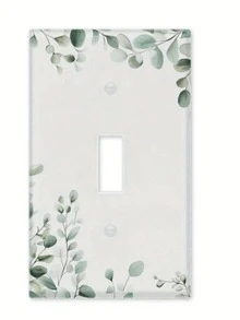 鼠尾草绿桉树叶图案装饰灯开关盖，适用于厨房、办公室、卧室、客厅、浴室插座，易于清洁，用途广泛且经济实惠的墙面控制面板配件 - 多色 - 查看 11