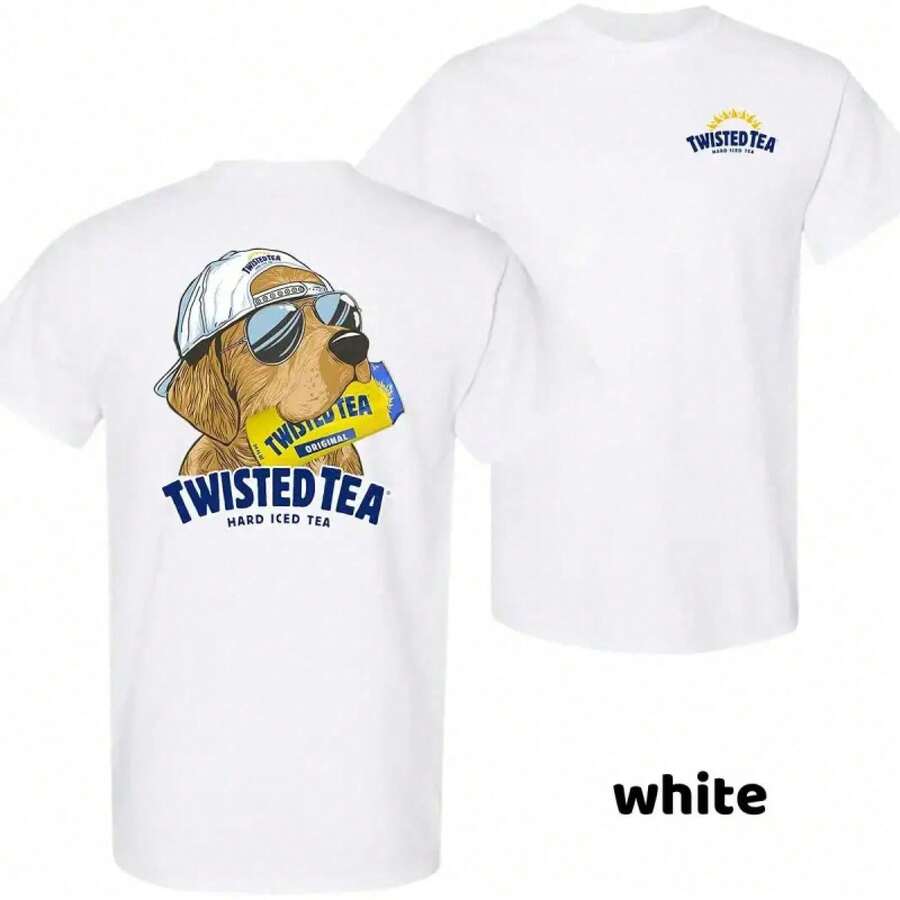 Camiseta Twisted Tea Hunting Dog – Camiseta con diseño gráfico de cerveza en ambos lados, cuello redondo, manga corta, ropa casual de calle, camiseta de moda para hombre. RZFY - Blanco - Ver 1