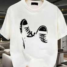 Camiseta de verano nueva simple impresa de manga corta, cuello redondo, tela de algodón transpirable, ropa de mujer, camiseta suave y gruesa, ropa de calle, camiseta básica ajustada minimalista, camiseta gráfica, camisa de corte cuadrado, camisa holgada, ropa nueva de verano para hombres GLFM - Blanco - Ver 10