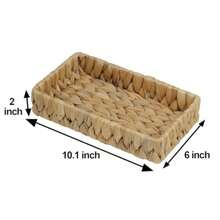Bandeja de baño para encimera, cesta de baño de jacinto de agua de 10 pulgadas, bandeja de cambiador de baño, bandeja de mimbre de ratán para decoración de baño, mesa de centro tamaño pequeño - Natural - Ver 6