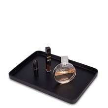 Bandeja de cambiador para lavabo de baño, bandeja de baño grande de resina, organizador rectangular de perfumes, bandeja decorativa para cambiador, encimera, sala de estar, cocina - negro - Ver 2