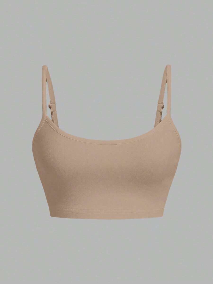 1 pieza Camiseta sin mangas casual y sexy color burdeos para mujer, adecuado para el verano - Caqui - Ver 1