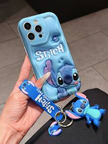 Disney Lilo And Stitch Phone Case : 3D Fluffy Pattern Border Protector Phone Soft Phone Case With A Free Cute Stitch Bracelet Chain Lanyard, Stitch, Lilo, Angel, For Apple 17 Promax 17 Pro 16 15 14 13 12 11 Pro Max XS Max X XR Soft Cover Summer Phone Case - trắng - Xem 3