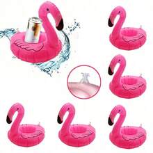 1/5/11pcs Pool Float, Flamingo Inflatable Drink Holder Wholesale, Flamingo Float, Inflatable Cup Holder And Flamingo Cup Holder. Perfect For Hawaiian Theme Party, Birthday, Wedding, Beach And Pool Party Decoration. - Multicolor - View 7