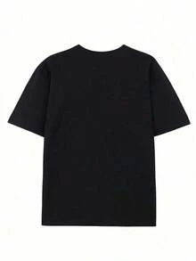 1 Piece Fashionable Casual T-Shirt For Men And Women, Simple And Elegant, Suitable For Summer, Regular Fit, Versatile, Easy To Match, For Daily Wear, Urban Style, Holiday Wear, Weekend Wear. - 黑色 2 - 查看 2
