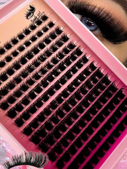 14 Pairs Fluffy Curled Lash Base, 140pcs Cartoon Fairy Lash Clusters, 200D Anime Mink Lash Extensions Full Set For DIY Lash Extension At Home, Suitable For Beginners