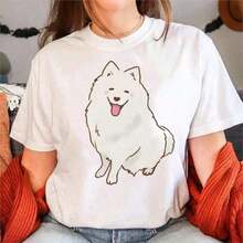 Women's Breathable Bohemian T-Shirt, Fashionable In Summer, Harajuku Floral Print, Popular Y2K Style, Round Neck, Short Sleeve, Casual. - 藍白 - 查看 6