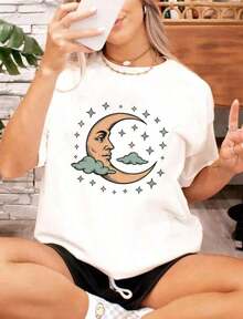 'Summer Vibes' Print T-Shirt, Size S, Cute T-Shirt, Party T-Shirt, Beach T-Shirt, Summer T-Shirt - 摩卡棕 - 查看 6