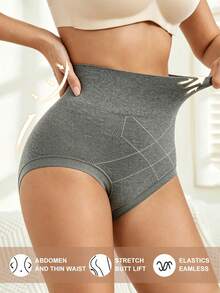 Women's High Waist Butt Lifting Tummy Control Seamless Shaping Panties Slimming Shorts Waist Cincher - Grey - View 3
