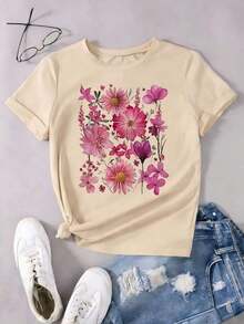 Soft Camiseta de manga corta de moda para primavera y verano de , hecha en México, 200 gramos.Estampado de dibujos animados, modelo de pareja, apta para uso interior o exterior.Cuello redondo, unisex, ideal para oficina y ocio.Paquete de una pieza, blusas elegantes dama - Albaricoque - Ver 2