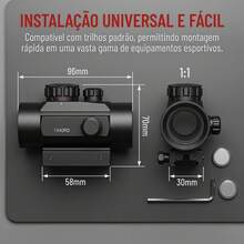 Red Dot 1x40mm, mira reflex Red/Green Dot Rifle, retículo de 4 MOA - Multicolorido - Visão 6