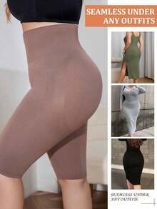 Leggings de control de abdomen de talla grande para mujer con cintura alta, para uso casual en verano - Caqui - Ver 3