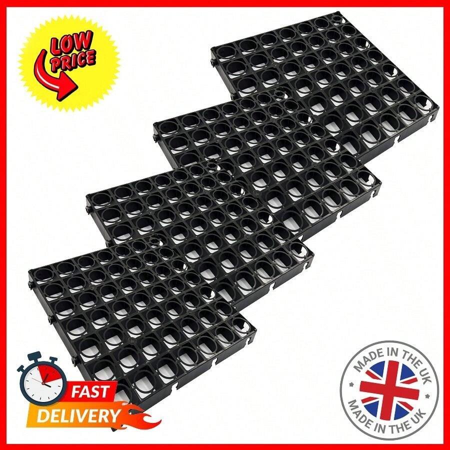 24 X Paving Driveway Grids Black Plastic Mat For Turf, Grass, Lawn, Path & Gravel Protector Drainage Mat - 24 Turf Grids - View 1