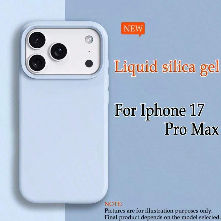 1个奢华糖果色液态硅胶AI按键手机壳,兼容 17 Air 16 15 14 13 12 11 Pro Max Plus,超薄防摔保护 - 淺藍色 - 查看 1