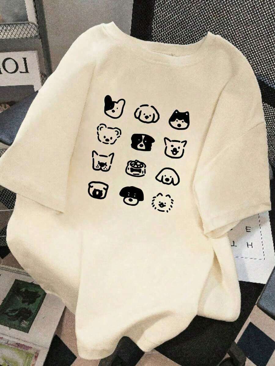 ropa de mujer Camiseta de manga corta con estampado animal - Casual de verano camisas de mujer