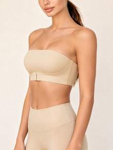 Lilivine Set de 2 sujetadores sin tirantes con cierre delantero y recogido - Lencería nupcial tipo bandeau, bandeau sexy inalámbrico con tirantes ajustables, sujetador invisible sin costuras, lencería negra cómoda y transpirable - Multicolor - Ver 3