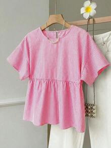 Camisa de mujer tejida a rayas verdes - Rojo y blanco - Ver 3