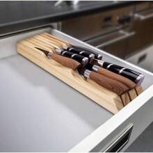 Drawer-Style Kitchen Knife Rack Solid Wood Universal Knife Holder (Knives Not Included), Bamboo Household Chef Knife Drawer Storage Inset Tray, High-End Cabinet Under-Counter Knife Storage Rack - Multicolor - View 5