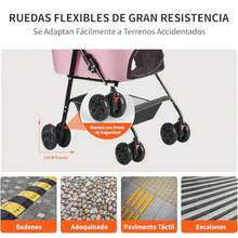 NOVAKA Carriola para Mascotas, Carriola de 4 Ruedas para Perros, Cuerpo Separable, Tejido de Malla Transpirable y Visible con Cesta de Almacenaje, Plegado Rápido - Rosa - Ver 4