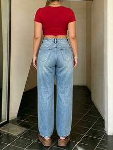 Jeans De Mezclilla Mujer Pantalon De Mezclilla Dama Mom Jeans Mujer Pantalones De Mujer Cintura Alta Ajuste Slim Casual - Pantalones vaqueros 2028-4 - Ver 3