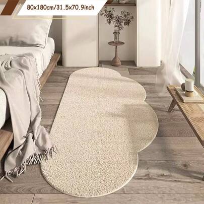 1pc Cream-Colored Faux Cashmere Decorative Carpet, Cloud-Shaped, Atmospheric Carpet, Irregular Size With 1-5cm Cutting Error, Decorative Carpet, Bedroom Decor, Small Rug, Carpet, Home Decor, Living Room Carpet, Living Room Small Rug, Bedroom Carpet, Living Room Home Decor, Outdoor Carpet, Washable Carpet