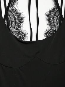 DEEKA Summer New Women's Fashion Sexy Interactive Lace Halter Bodysuits Black Elegant - màu đen - Xem 4
