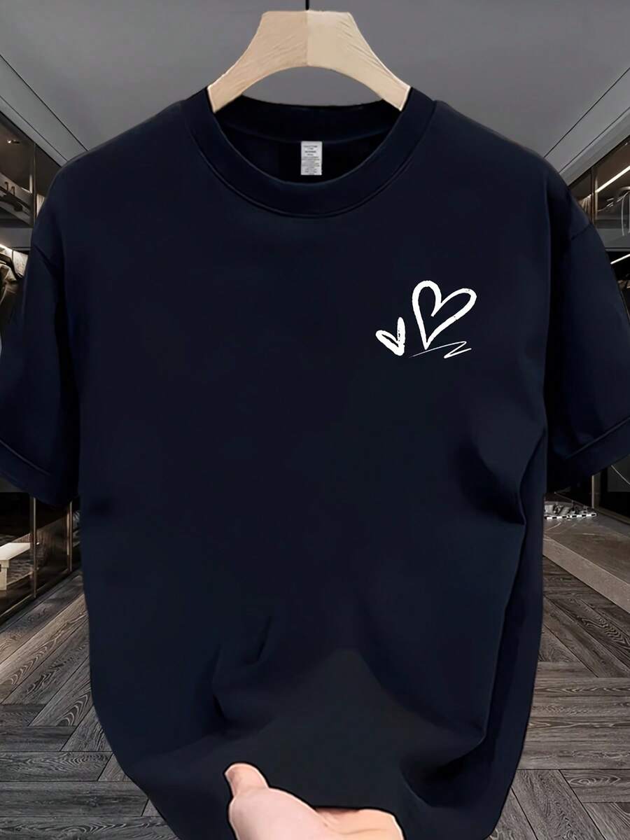 Nueva camiseta de manga corta para mujer de 180g,% algodón - Camiseta casual versátil con estampado de verano para hombre - Camiseta con estampado de verano para parejas - Unisex - Regalo para vacaciones - Negro - Ver 1