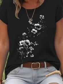 Nueva Camiseta de Verano para Mujer con Cuello Redondo, Top Básico Casual de Color Sólido Simple - Blanco - Ver 11