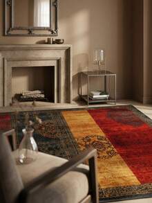 1pc European Classic - Gothic Color Block Patchwork Bohemian Carpet, Super Soft Plush Faux Cashmere Modern Area Rug, Machine Washable, Suitable For Living Room, Bedroom, Office And Dining Area - Perfect For Halloween, Christmas, Easter, Thanksgiving Decor, 700GSM, Indoor/Outdoor Use, Home Decor - Multicolor - View 2