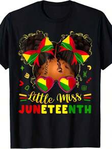 Women's T-Shirt, Black African Girl's T-Shirt "Miss Juneteenth Freedom", Ladies' T-Shirts, Summer Essential Garment, Motivational Clothing, Impact Top, Comfortable Fit, Short Sleeve Top, For Fashion Lovers - 形狀 - 查看 1