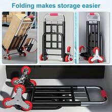 A Sturdy Folding Trolley Featuring Adjustable Buckle Mechanisms, Wheels Designed For Climbing Stairs, And A Convenient Lifting System For Carrying Items And Shopping. This Trolley Can Support A Weight Of 450/650 Lbs. - 黑色 - 查看 5
