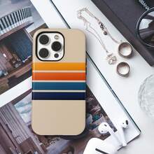 復古條紋手機殼 復古美學風格，適用於 iPhone 17 Pro Max 16e 15 Pro 14 Plus 13 12 11 Pro Max、Galaxy S26 S25 S24 Plus Ultra - 彩色 - 查看 4