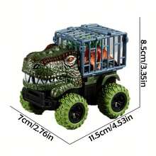Camión de dinosaurios de juguete extraíble, camión de transporte de coches, juguetes con figuras de dinosaurio para niños pequeños, juegos de dinosaurios t-rex, camión monstruo - Tiranosaurio verde - Ver 2