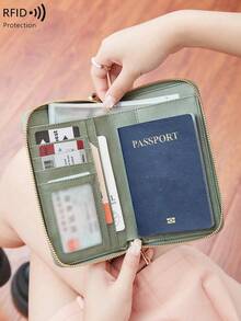 CHARM INFINITE 1pc High-Quality Travel Passport Holder-With Zipper, Holiday Essentials, Portable, Lightweight, , Stylish, For Home, For Outdoor, Daily Use - Multicolor - View 4