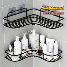 5pcs Self-Adhesive Shower Caddy, Rust-Proof Stainless Steel Bathroom Storage Rack, Large Capacity No-Drill Organizer, Suitable For Bathroom Storage And Home Decor - Multicolor - View 5