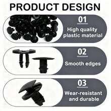50Pcs Car Bumper & Fender Rivet Clips, Plastic Retainer Fasteners Auto Body Trim Panel Fixed Clamps For Peugeot Black Trim Panel Retainers - A - View 6