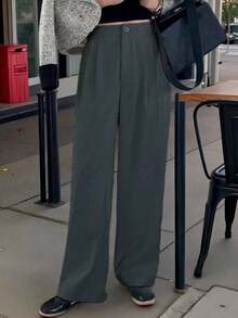 Tailored Wide Leg Trousers - 深灰色 - 查看 3